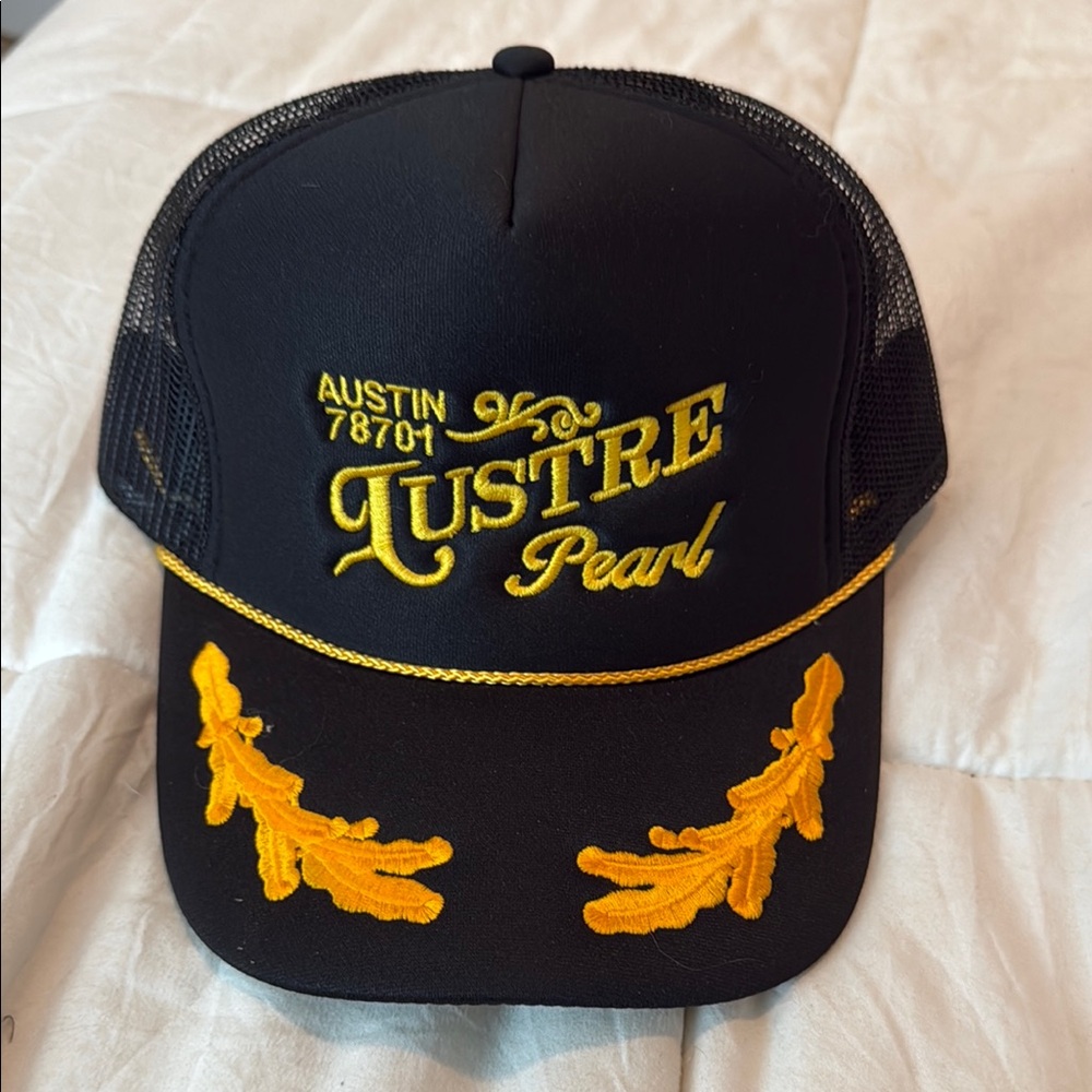 Lustre Pearl Black and Yellow Trucker Cap